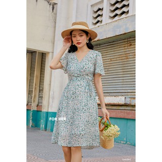 Đầm cổ tim nút ngọc da0284