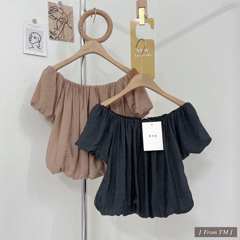 Áo trễ vai voan Hàn Quốc tay ngắn dáng xinh 1797