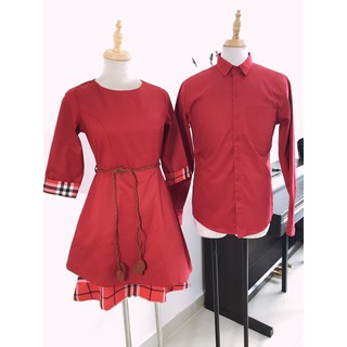 Set cặp nam nữ váy áo sơ mi cao cấp đẹp y hình