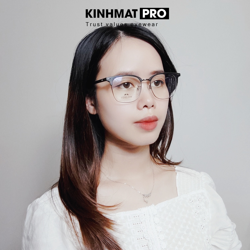 Gọng kính cận nam nữ gọng kính nhựa lõi hợp kim cao cấp Molsion S1522 - Kính mắt Pro