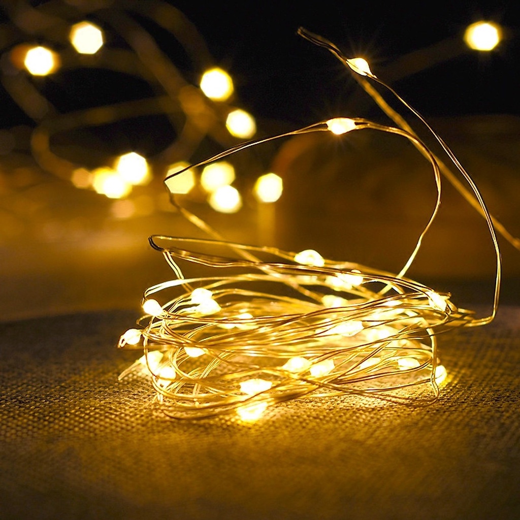 Dây đèn led trang trí fairylight đom đóm có sẵn pin dài 1m-2m-3m