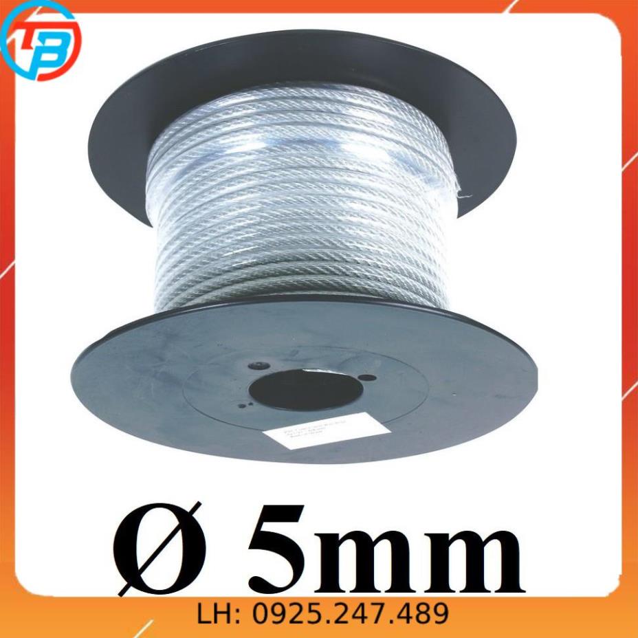 Dây cáp thép bọc nhựa Phi [ 5mm ] dài 1 mét – 1000 mét CÁP THÉP Thái Bình VinàN