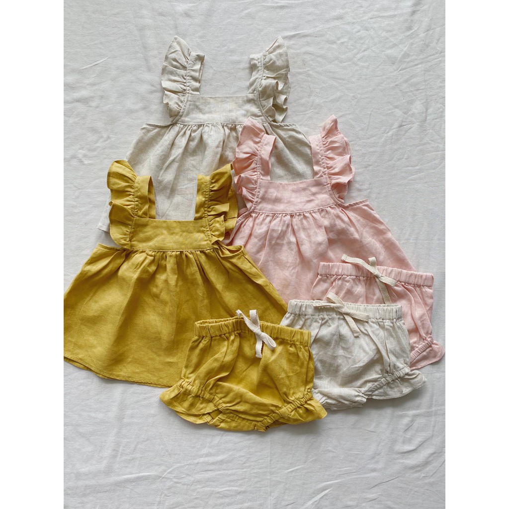 Set Rose Linen Blouse x Frill Cover (Set Áo xòe bồng babydoll kèm quần)