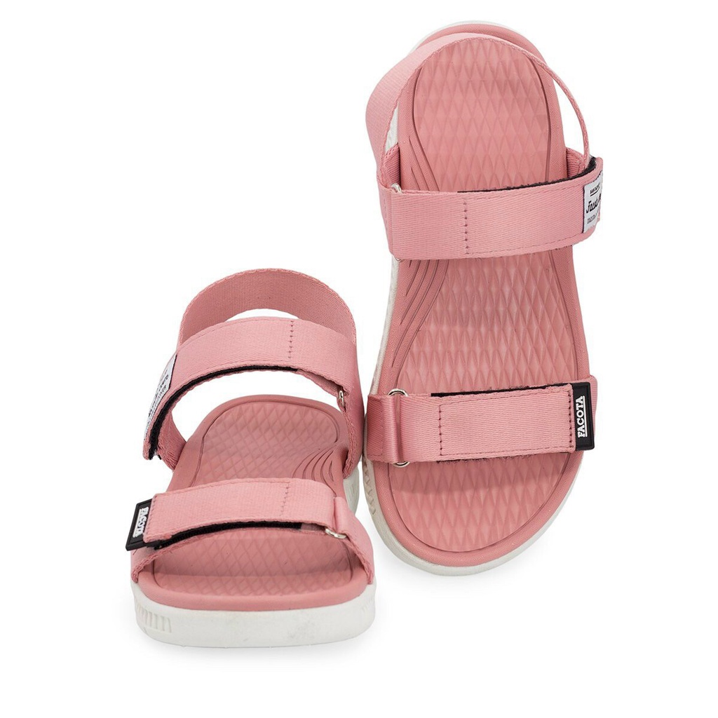 FACOTA | Giày sandal 2 quai nữ hồng đế trắng đi học, đi chơi AN06