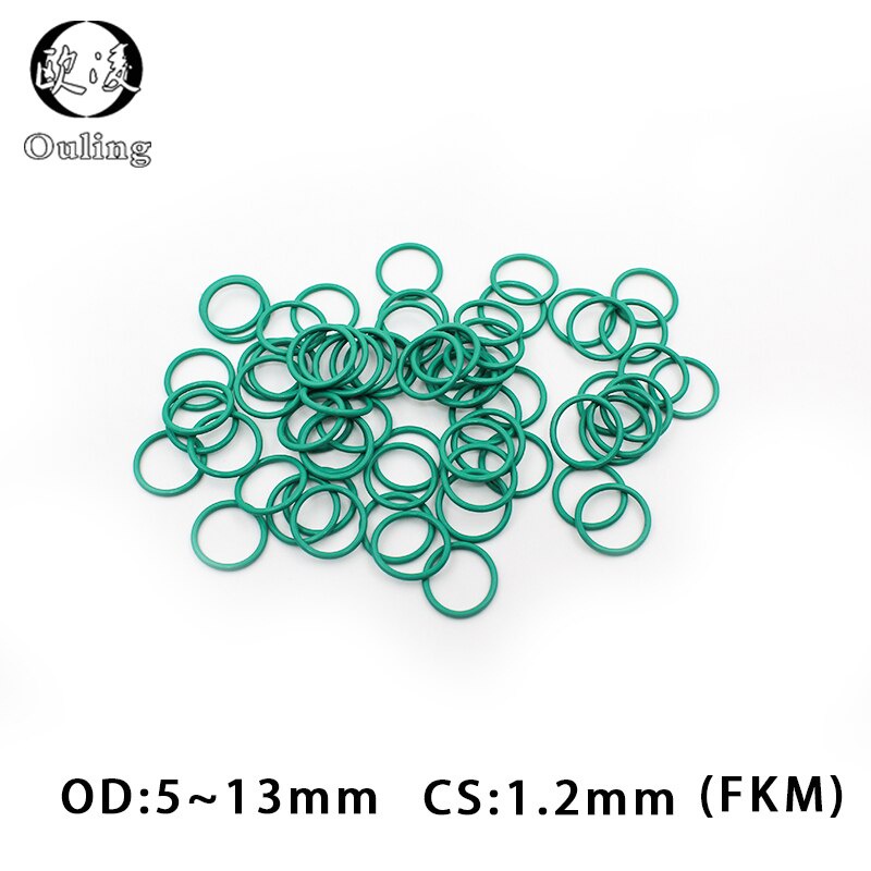 Set 10 Vòng Đệm Cao Su Hình Chữ O Màu Xanh Lá 1.2mm OD 5 / 6 / 7 / 8 / 9 / 10 / 11 / 12 / 13 / 16 / 18 / 24 * 1.2mm Phụ Kiện Chịu Nhiệt Độ Cao Chuyên Dụng