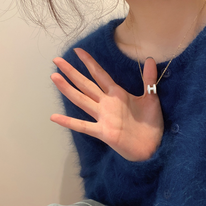 Dây Chuyền Mặt Chữ H Phối Dây Xích Thời Trang Sang Trọng Cho Nữ