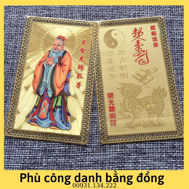 Phù công danh, học tập kinh chú bỏ ví cầu thịnh vượng học tập đỗ đạt bằng đồng nguyên chất