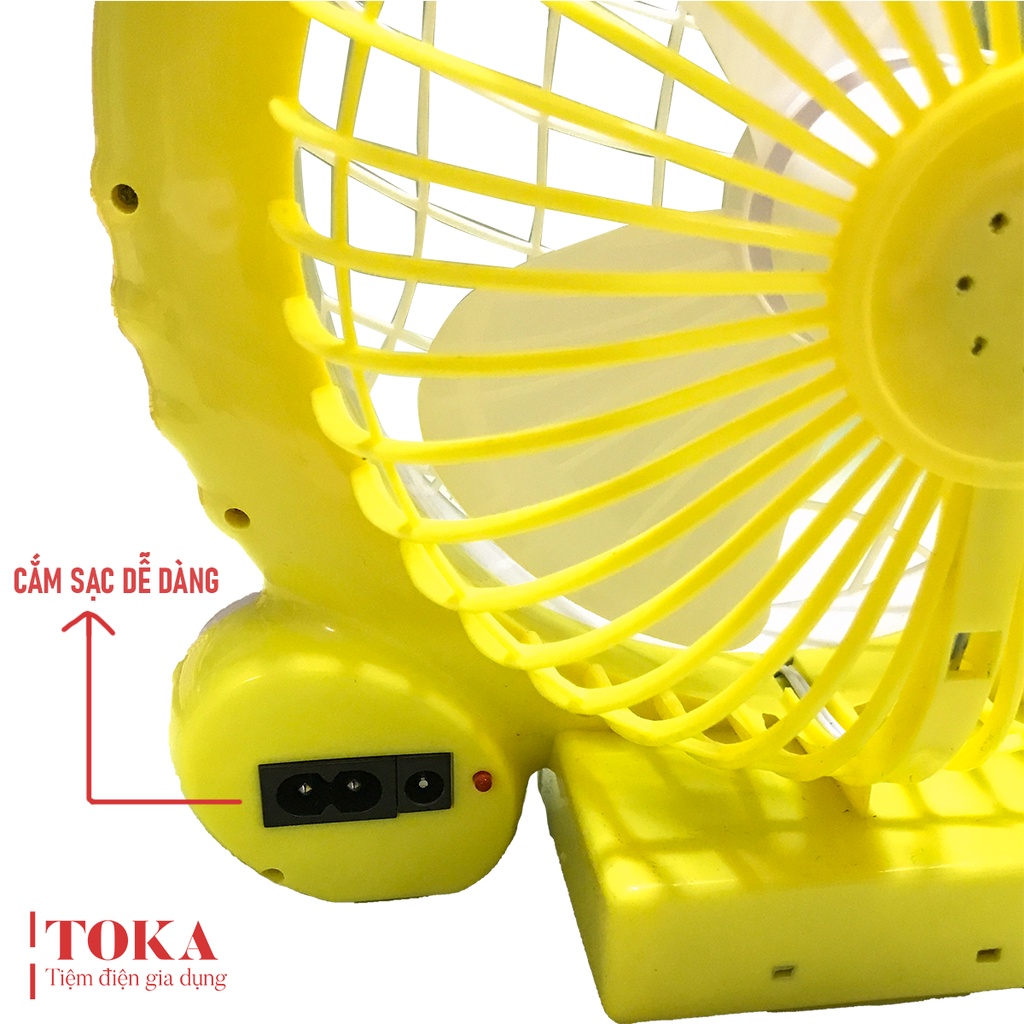 QUẠT SẠC TÍCH ĐIỆN KẾT HỢP ĐÈN LED TAY CẦM - TIỆM ĐIỆN TOKA