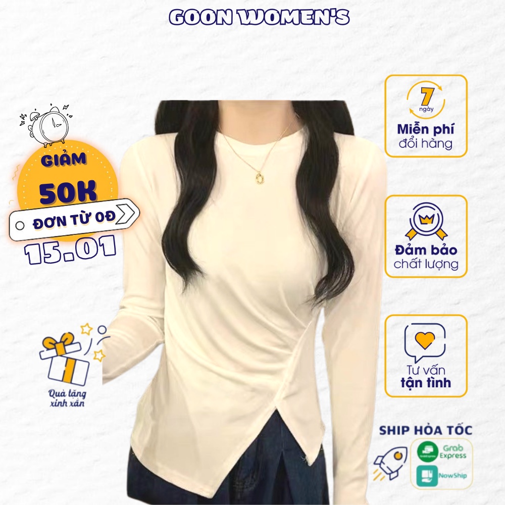 [ Hàng Cao Cấp Loại 1 + Ảnh Thật ] Áo Thun Nữ Dài Tay Rúm Eo Vạt Dài Goon Women's - 099