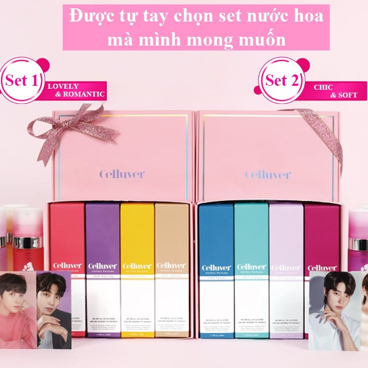 Set nước hoa 4 chai Celluver LOVELY & ROMANTIC Hàn Quốc + 4 Photocard Hwang In Yeop