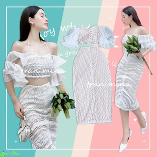 Sét ren cột yếm tay phồng phối chân váy ren midi xã lỗ hàng new