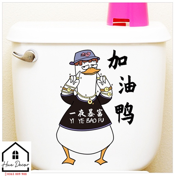Trang trí toilet bồn cầu dân chơi Vịt hài hước sẵn keo , siêu bền