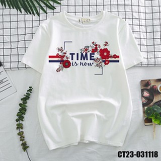 Áo thun HÀN QUỐC nam nữ in hình TIME IS NOW ĐẸP DỄ THƯƠNG SUMMER MÙA HÈ CHO MÙA HÈ