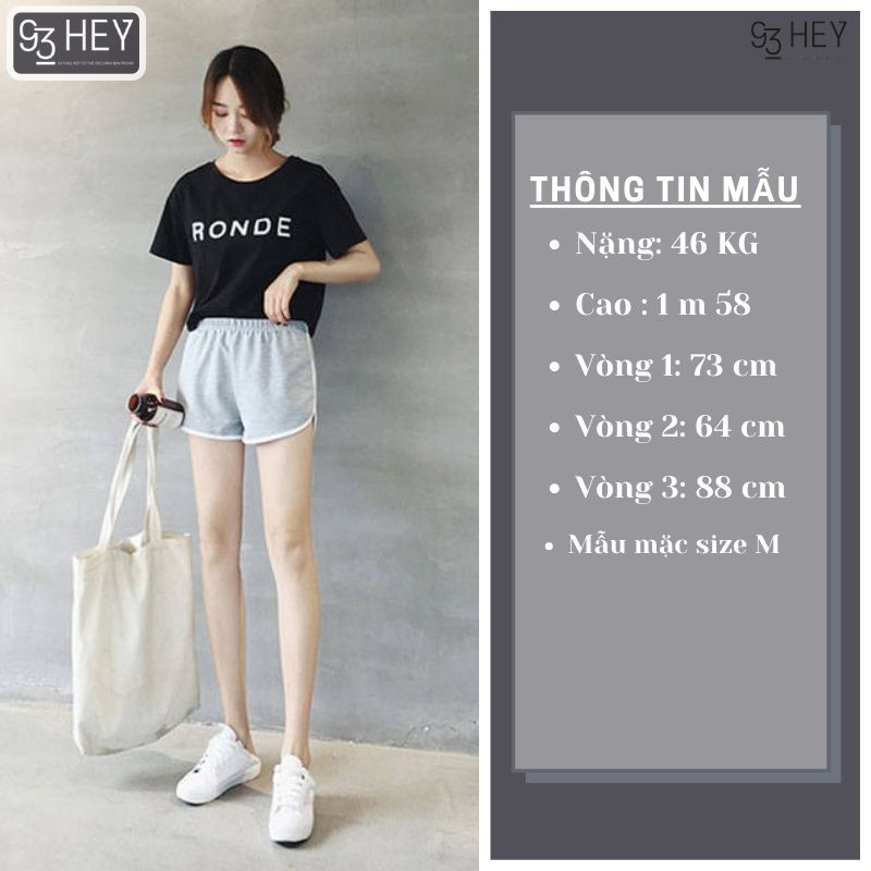 Quần Short Nữ Viền Trắng Cạp Chun Chất Thun Basic Co Giãn Siêu Dễ Chịu 93HEY QS04 | BigBuy360 - bigbuy360.vn