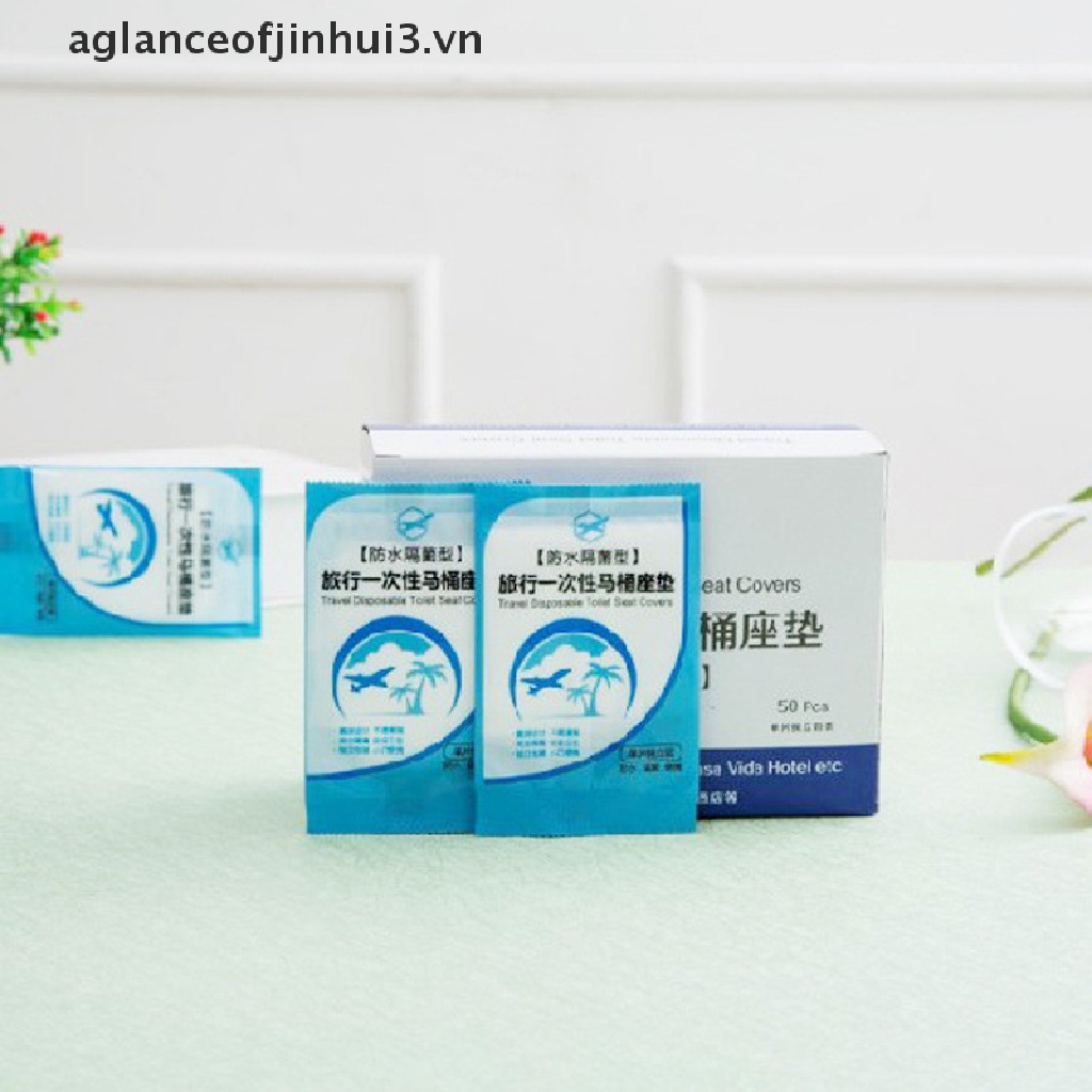 Set 50 Miếng Lót Bồn Cầu Bằng Nhựa PE An Toàn Dùng Một Lần