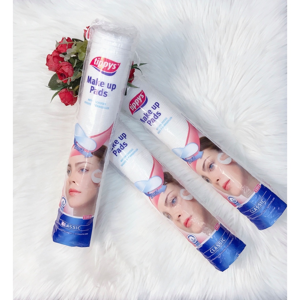 Bông tẩy trang Tippys nhập khẩu chính hãng từ Hà Lan 100% cotton nguyên chất