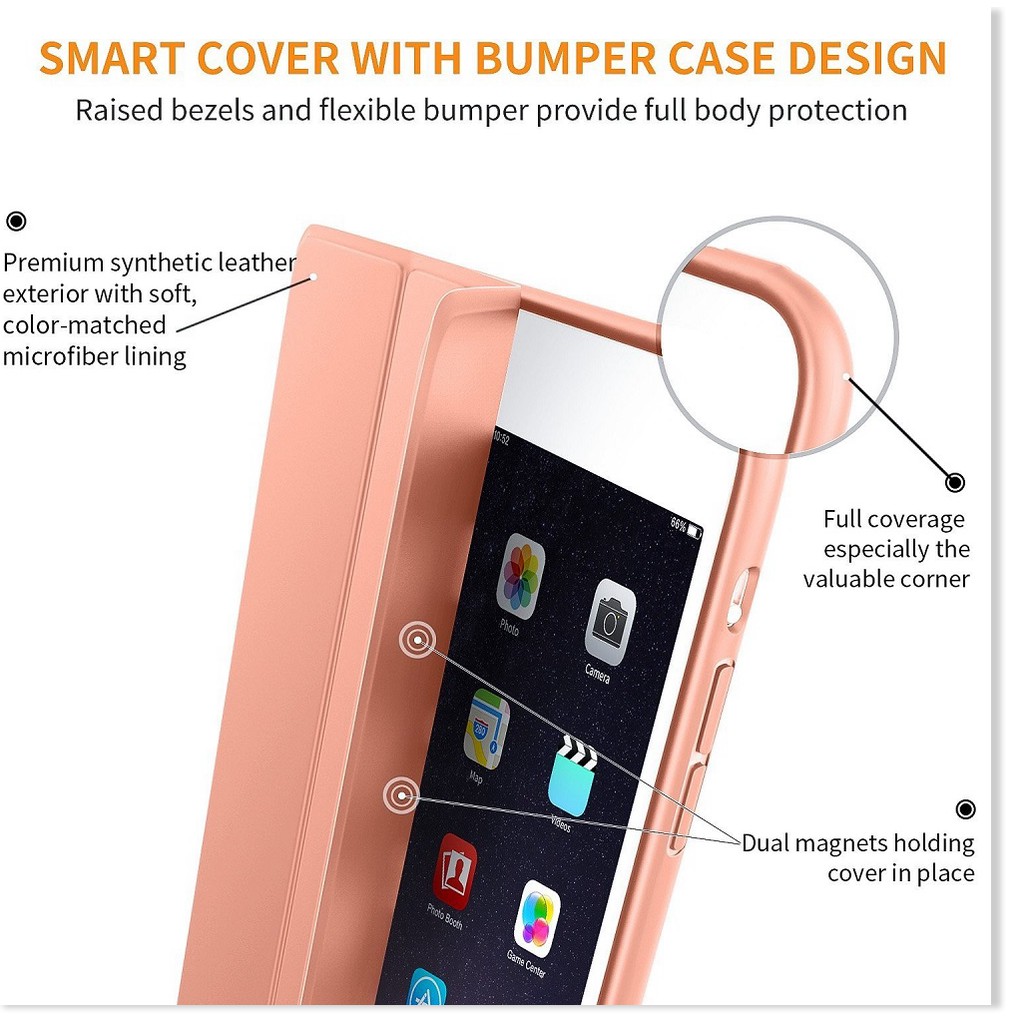 Bao Da Cao Cấp Remax Dành Cho iPad Mini 4,5 - Hàng Chính Hãng, bảo vệ cho chiếc iPad thân yêu được an toàn - Rose gold -
