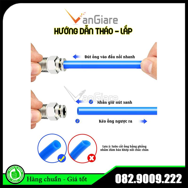 Nối nhanh khí nén ren ngoài PC inox cho ống hơi PU PA PE PVC phi 4mm 6mm 8mm 10mm 12mm 14mm 16mm