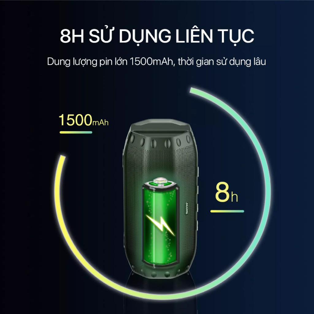 Loa Bluetooth ACOME A3 Công Suất 5W - Hỗ Trợ Kết Nối MicroSD USB Nghe FM - Playtime 8H - HÀNG CHÍNH HÃNG