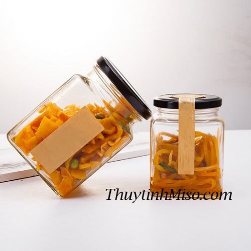 Bộ 10 hũ thủy tinh vuông 200ml nắp thiếc vặn đựng thực phẩm, yến chưng, gia vị, đông trùng hạ thảo