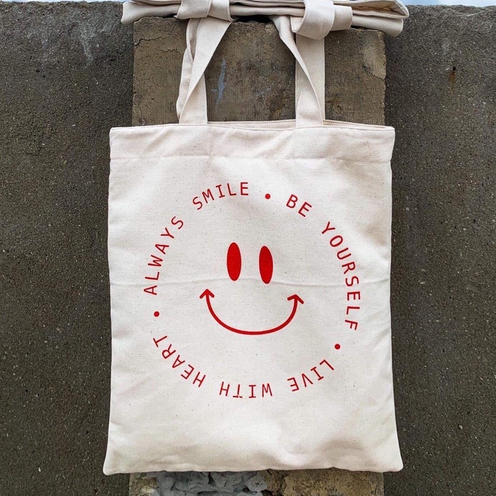Túi Tote vải bố dày dặn VIBE FREE 2 mặt in cực đẹp
