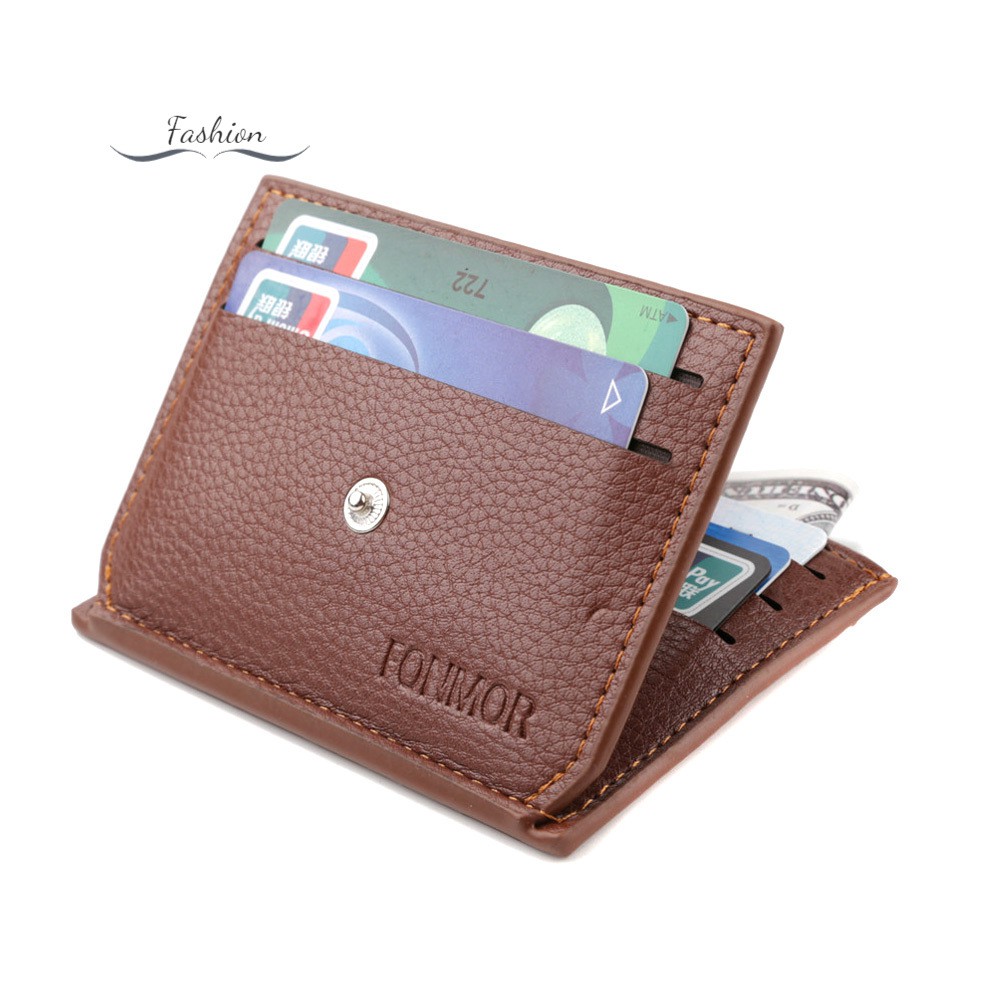 Men Mini PU Leather Card Bag Holder Purse ID Credit Card Holder Wallet @vn