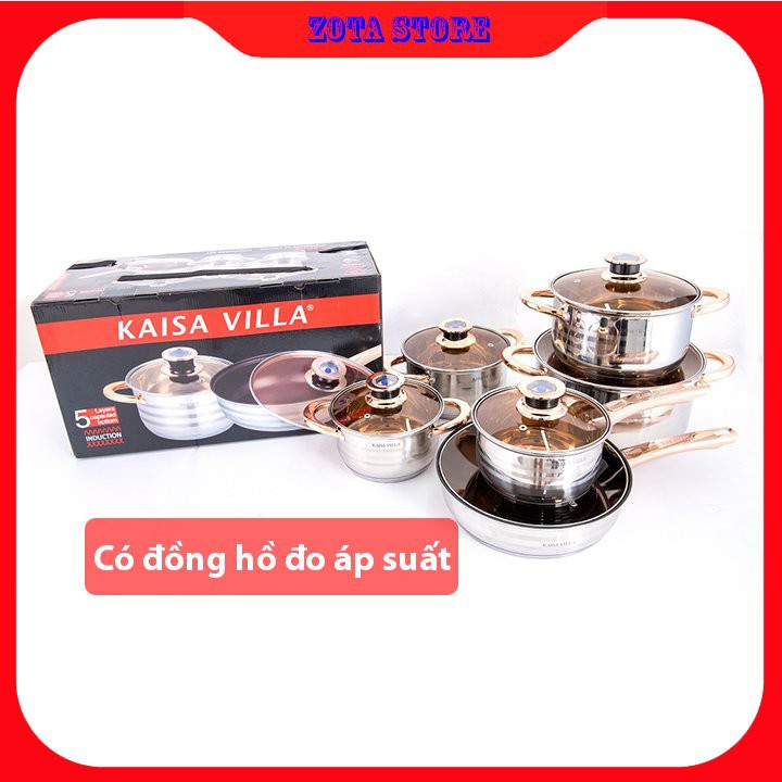 ( Có loại đồng hồ áp suất)  Bộ nồi Đức KAISA VILLA - 6 món 12 chi tiết - Thích hợp cho mọi loại bếp