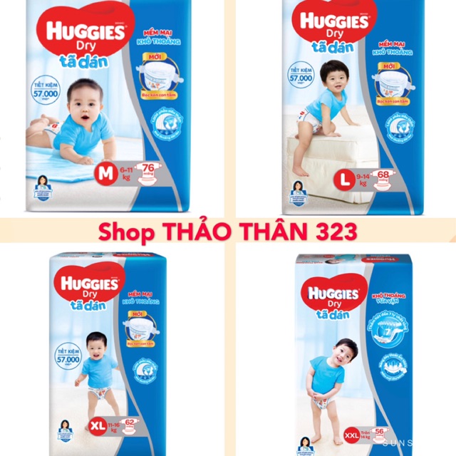 ❤️TÃ /BỈM DÁN HUGGIES SIÊU THẤM Size M76/ L68/ XL63/ XXL56