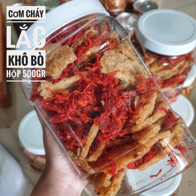 Cơm cháy lắc khô bò Hộp 500gr-  TỪ ĐƠN 50K,  Hàng ngon nhà làm