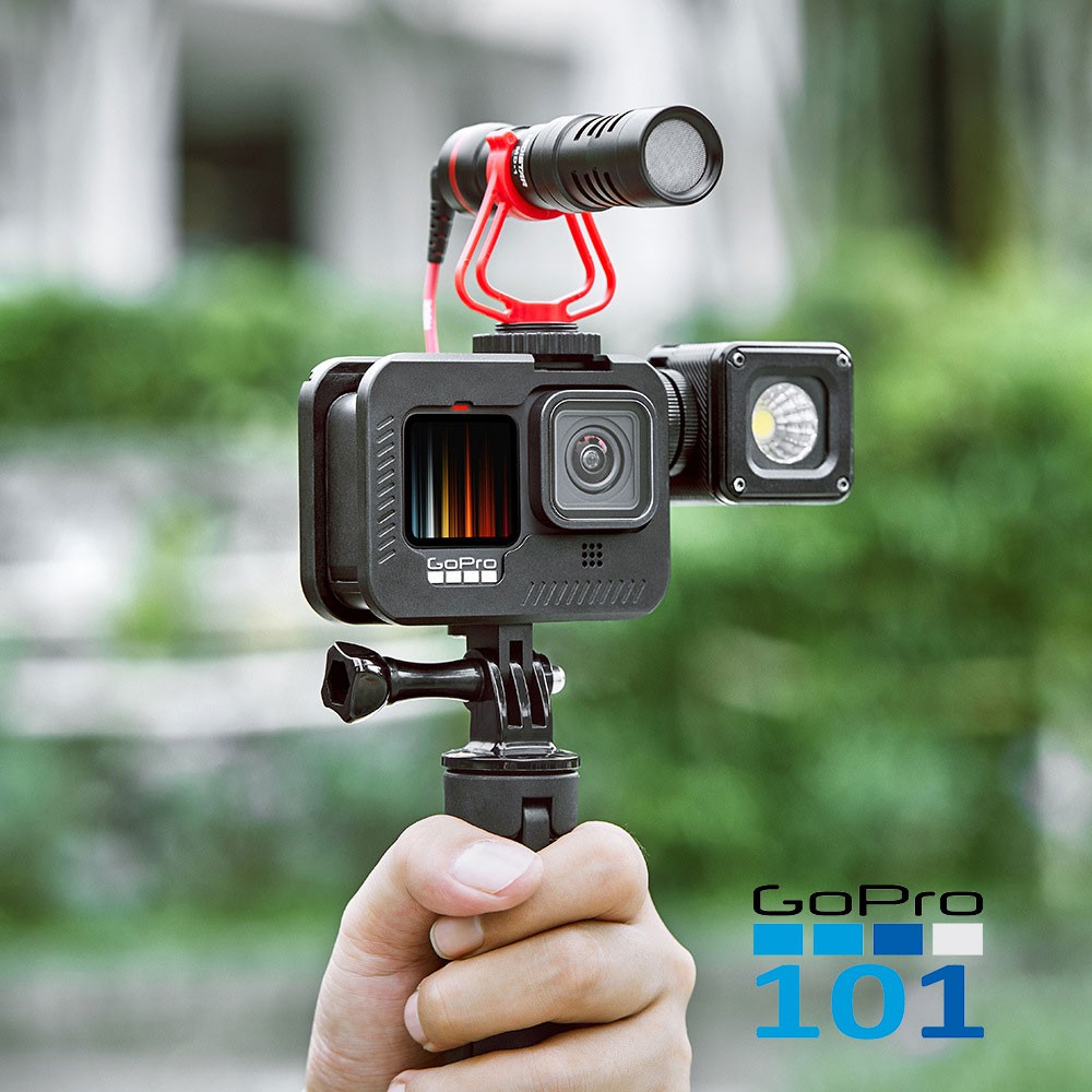 Case Nhôm CNC cho GoPro 9 Black màu đen có 2 chân ngàm gắn phụ kiện - GoPro101