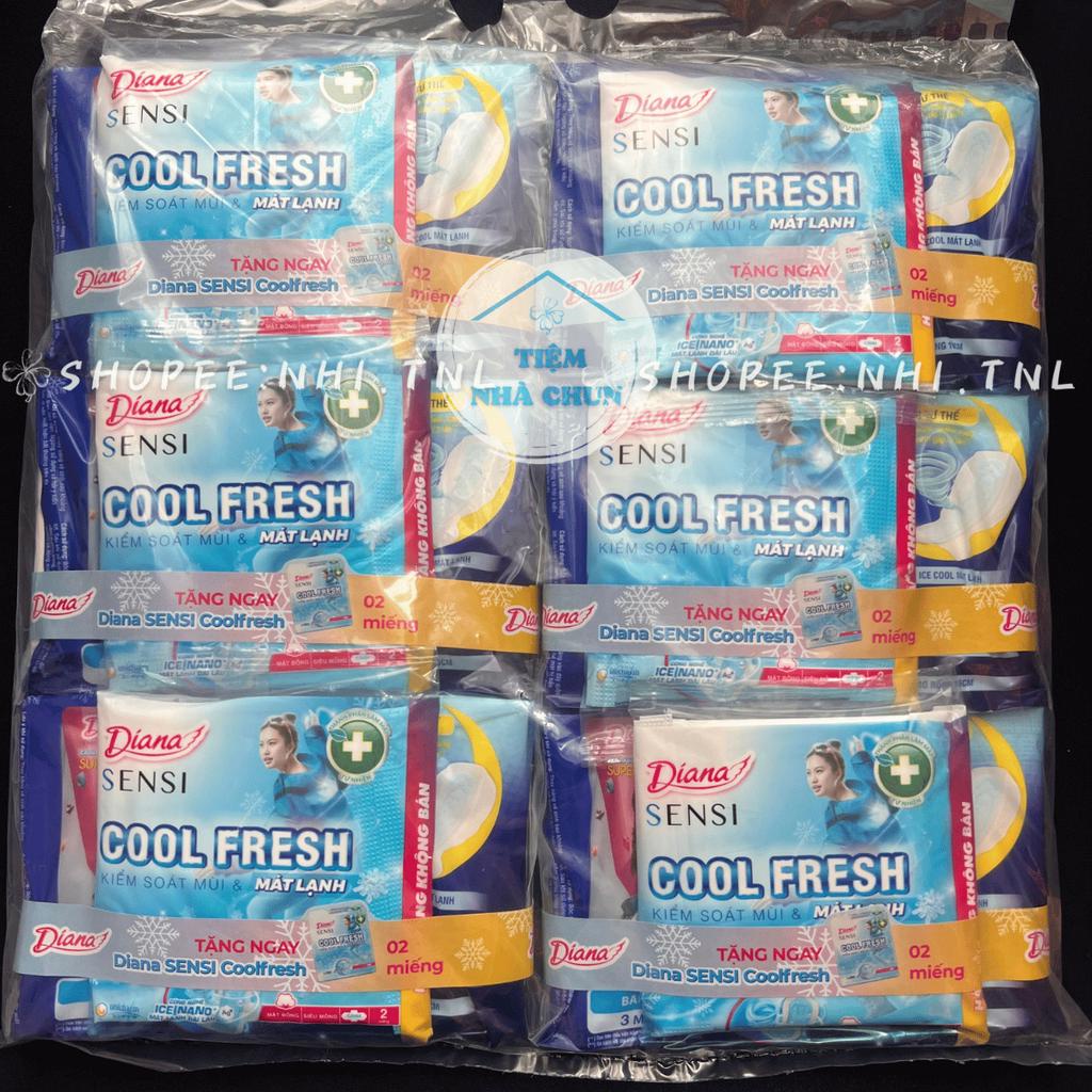 CHE TÊN - Gói 3 Miếng BVS DIANA SENSI COOL FRESH SUPER NIGHT 35cm - Băng Vệ Sinh Ban Đêm Sensi Night Cool 35cm - NHI.TNL