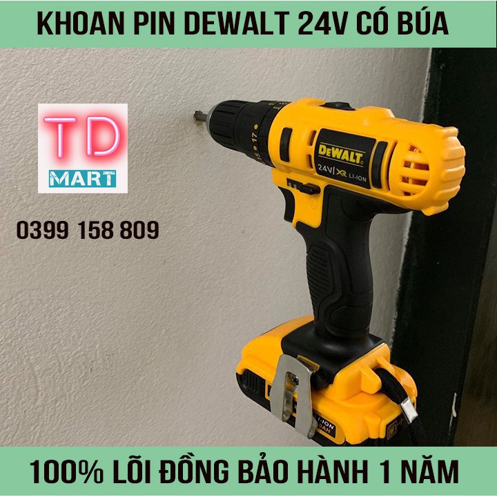 Máy Khoan Pin Dewatl 24V Có Chế Độ Búa Khoan Tường