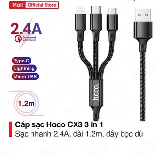 CÁP SẠC 3 ĐẦU HOCO CX3 - 3IN1