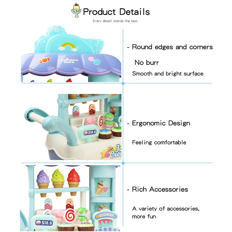 Bộ Đồ Chơi Xe Kem Có Nhạc Và Đèn Vui Nhộn Cho Bé