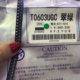 100 con led SMD 0603 xanh lá