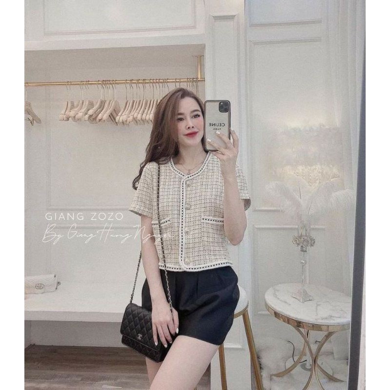 Áo da lửng be xanh cực tây siêu hot