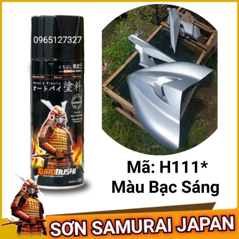 sơn xịt Samurai Japan màu bạc sáng. Mã H111*