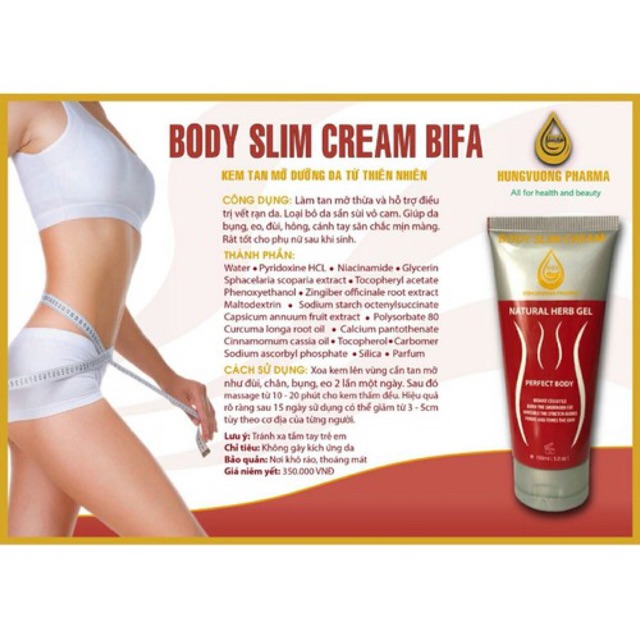 Kem tan mỡ Body Slim Cream Bifa - 150ml