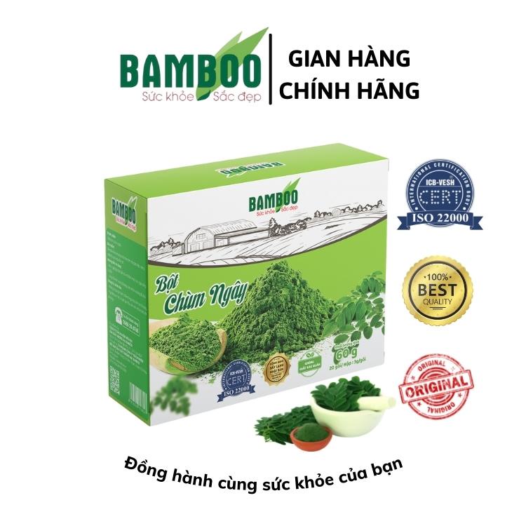 Bột Chùm ngây BAMBOO nguyên chất, siêu mịn hỗ trợ thanh lọc cơ thể hộp 60g/ 20 gói