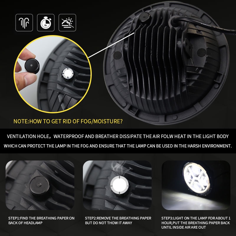Đèn Pha Tròn 500W 7 Inch 30000LM Kèm Vòng Đệm Cho JEEP Wrangler JK TJ LJ