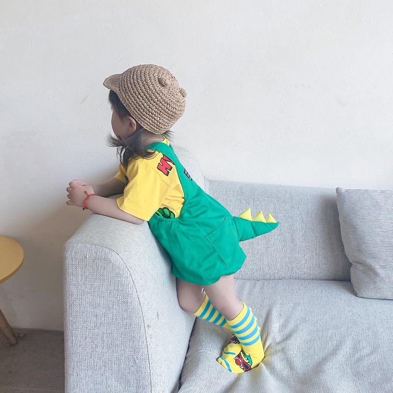 Quần Yếm Khủng Long Ba Chiều Bằng Cotton Nguyên Chất Dễ Thương Cho Bé Trai Và Gái