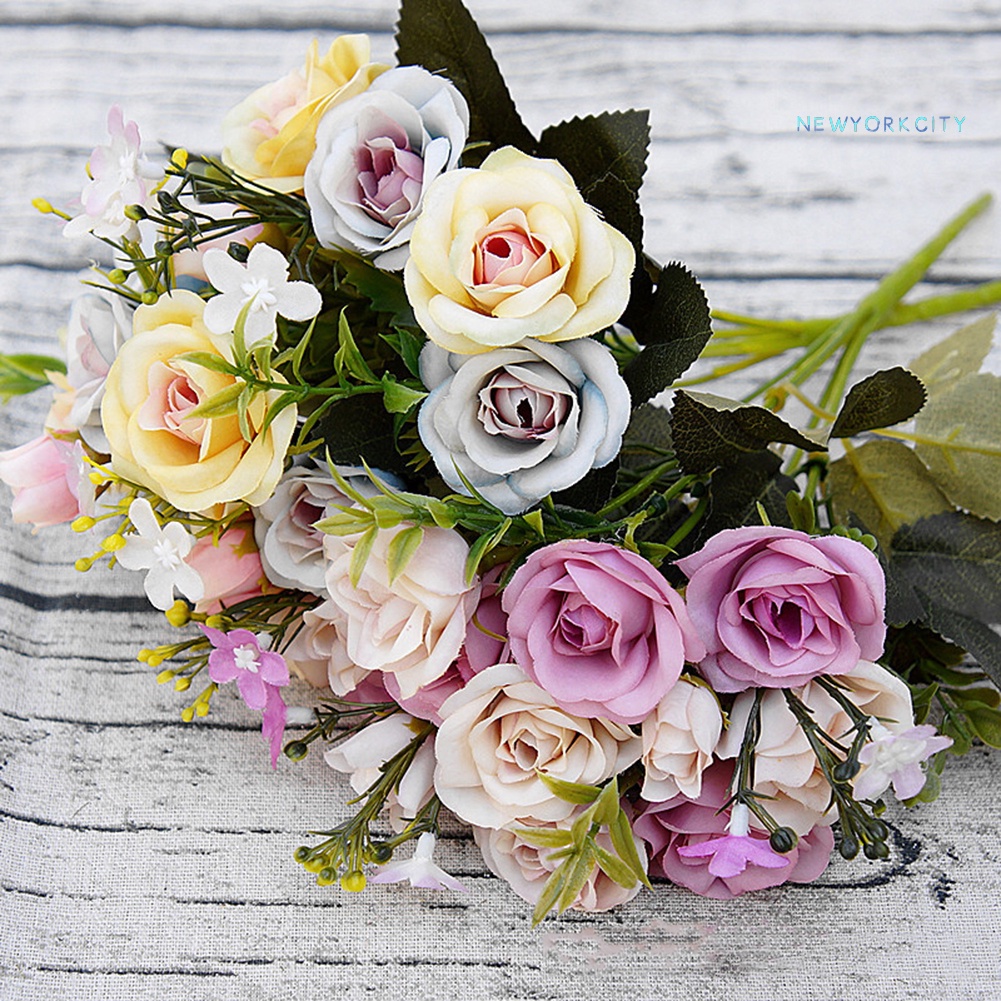 1 Bó 10 Hoa Hồng Giả Phong Cách Châu Âu Trang Trí Nội Thất