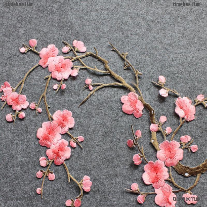 Sticker Ủi Thêu Hình Hoa Mận Xinh Xắn / May Vá