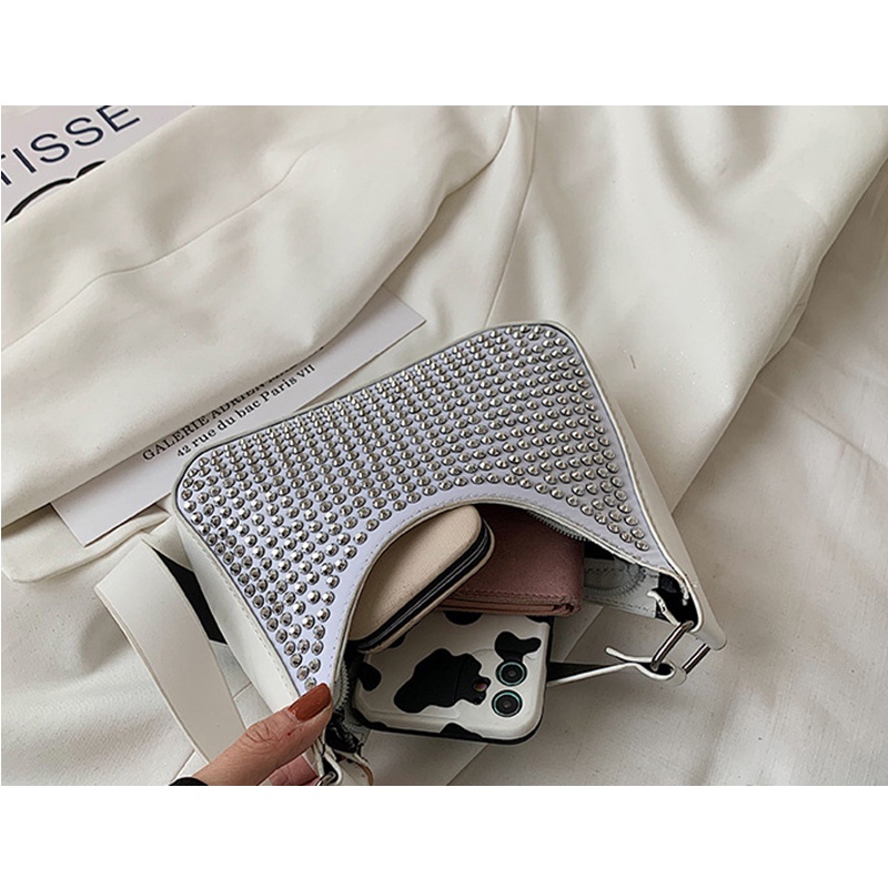 Túi đeo xách tay đính kim cương sáng cổ điển thời trang Hàn Quốc dành cho nữ