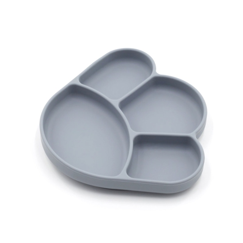 Bát Ăn Chia Ngăn Bằng Silicone Không Chứa BPA Màu Trơn Không Độc Hại Dành Cho Em Bé