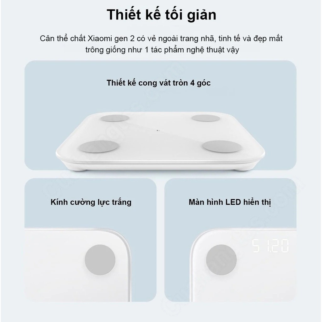 Cân sức khỏe  Xiaomi Body Fat Scale 2 Universal , Cân điện tử sức khỏe chính hãng đồng bộ dữ liệu với điện thoại