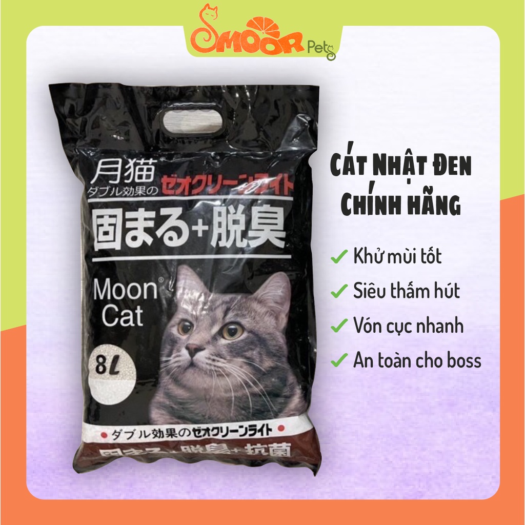 Cát Nhật đen 8L chính hãng - Cát vệ sinh cho mèo Moon Cat