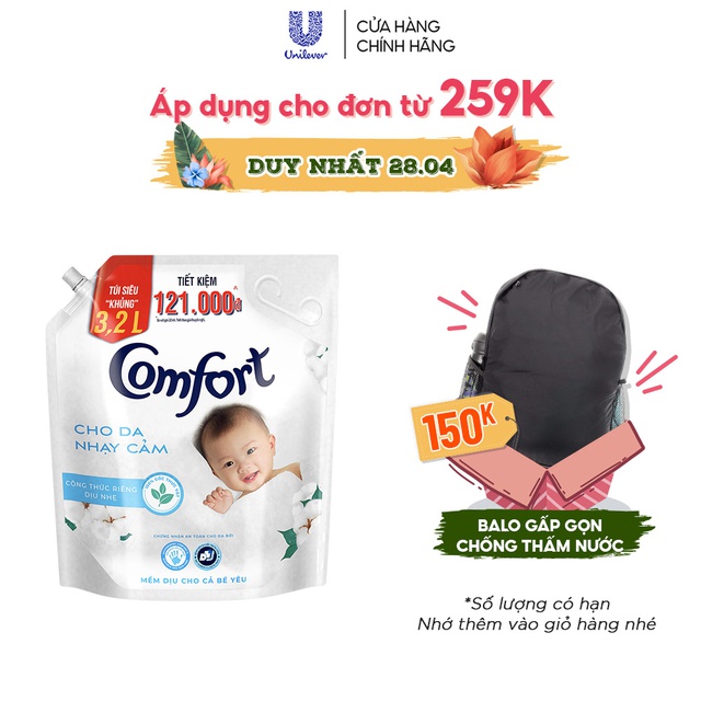 Nước xả Comfort cho da nhạy cảm 3.2L