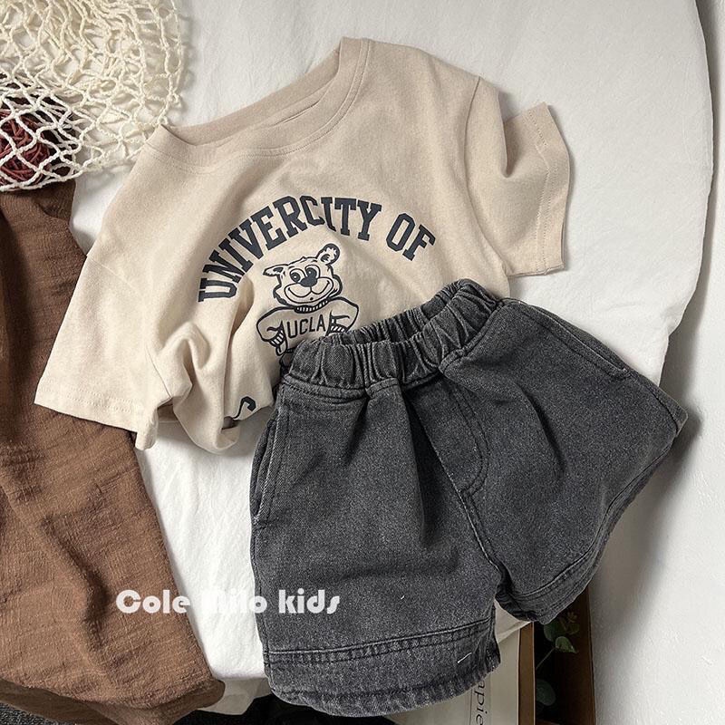 Áo Thun 100% Cotton Tay Ngắn Dáng Rộng Thời Trang Mùa Hè Phong Cách Hàn Quốc Cho Bé