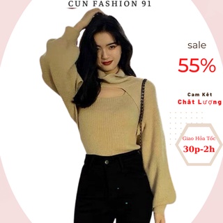 Áo khoác cardigan len gân cổ u phối áo khoác ngoài dài tay chất đẹp-thời trang -sét áo len gân siêu đẹp-c0440